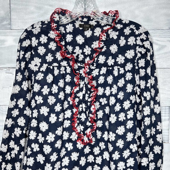 🍉 J. Crew Embroidered Ruffle Blouse - Picture 2 of 7